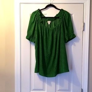 Michael Kors Casual/Dressy Green & Black Print Shirt